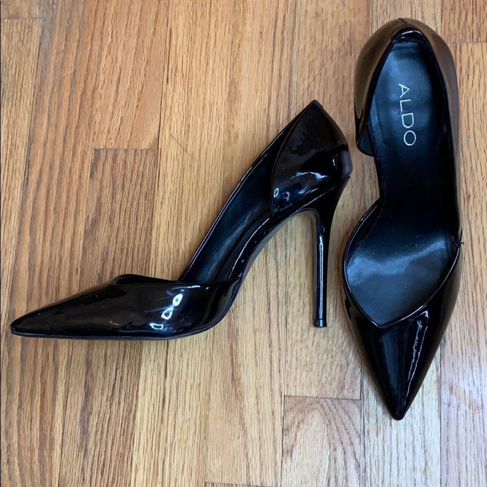 Black ALDO Patent Vegan Leather Pumps